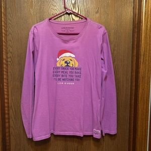 Life Is Good XL Long Sleeve Crusher Tee Women’s Purple-Pink Golden Retriever